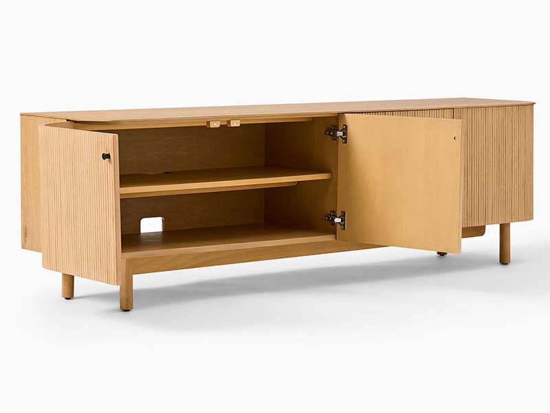 Oak Veneer Over Engineered Wood Top Cabinet Solid Wood Legs Storage Cabinet