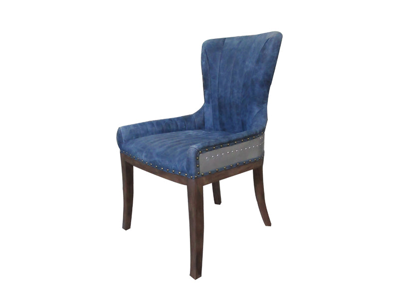 Blue Dining Chair,Leather Chairs,Bar Chair With Wood Legs,High Back Chair