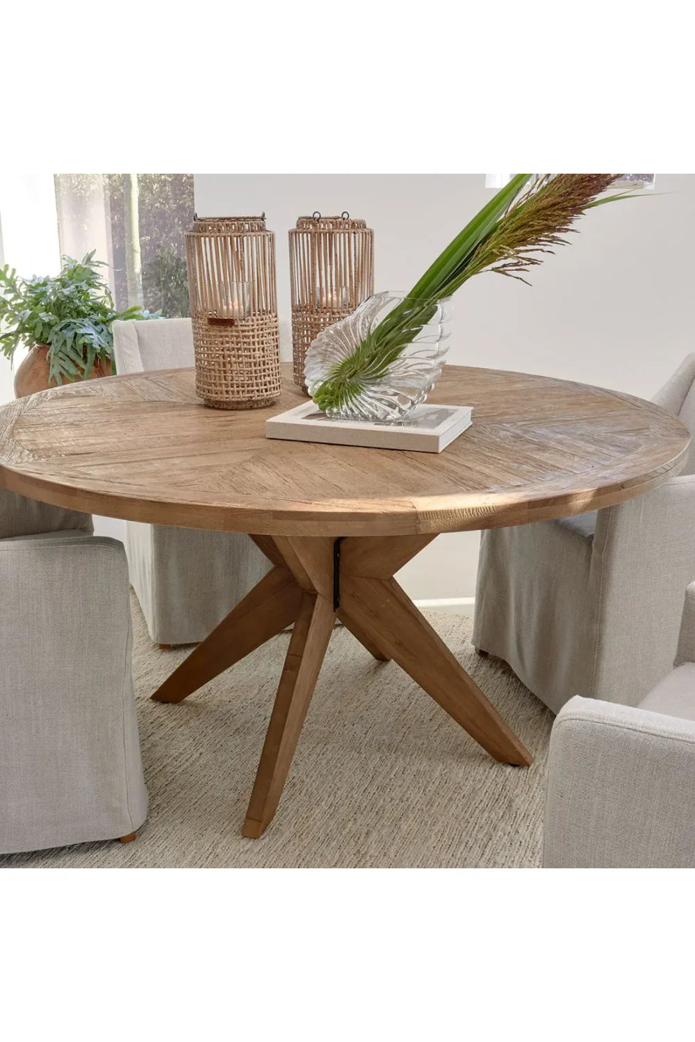 Solid Oak Wood Round Dining Table