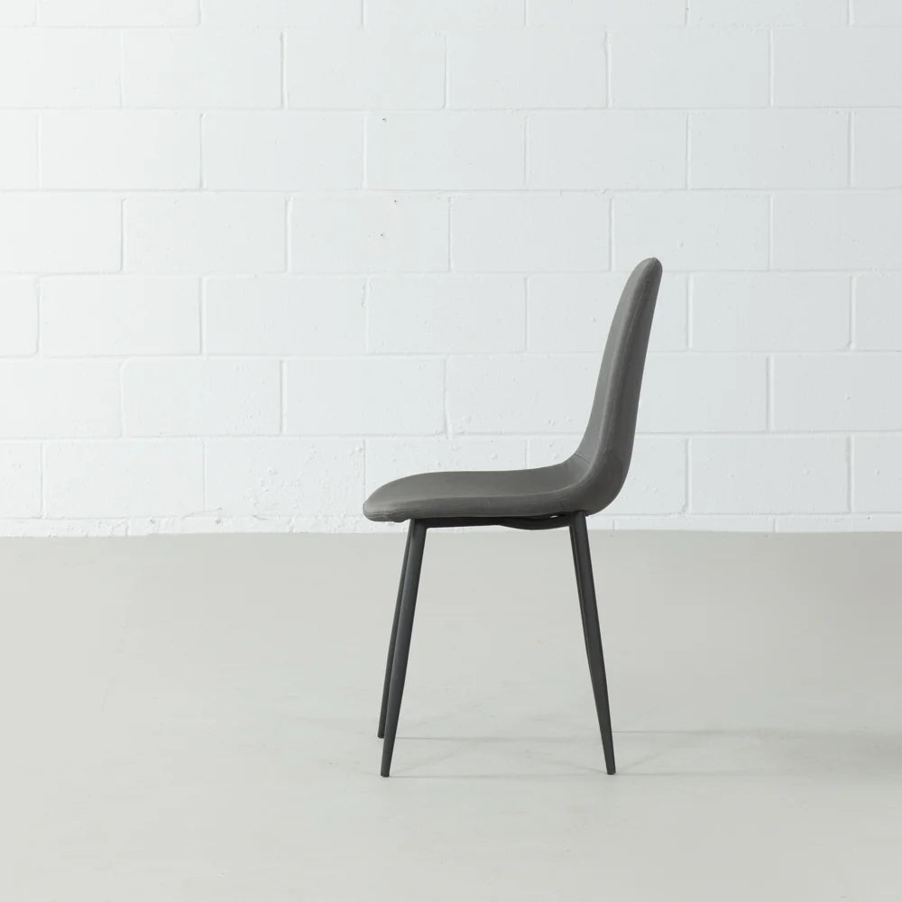 MILAN - Dark Grey Leather Dining Chair