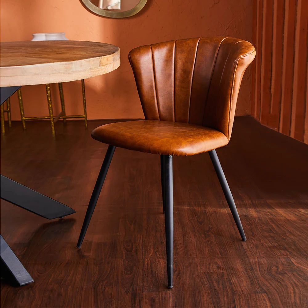 PU Leather Dining Chair With Iron Legs