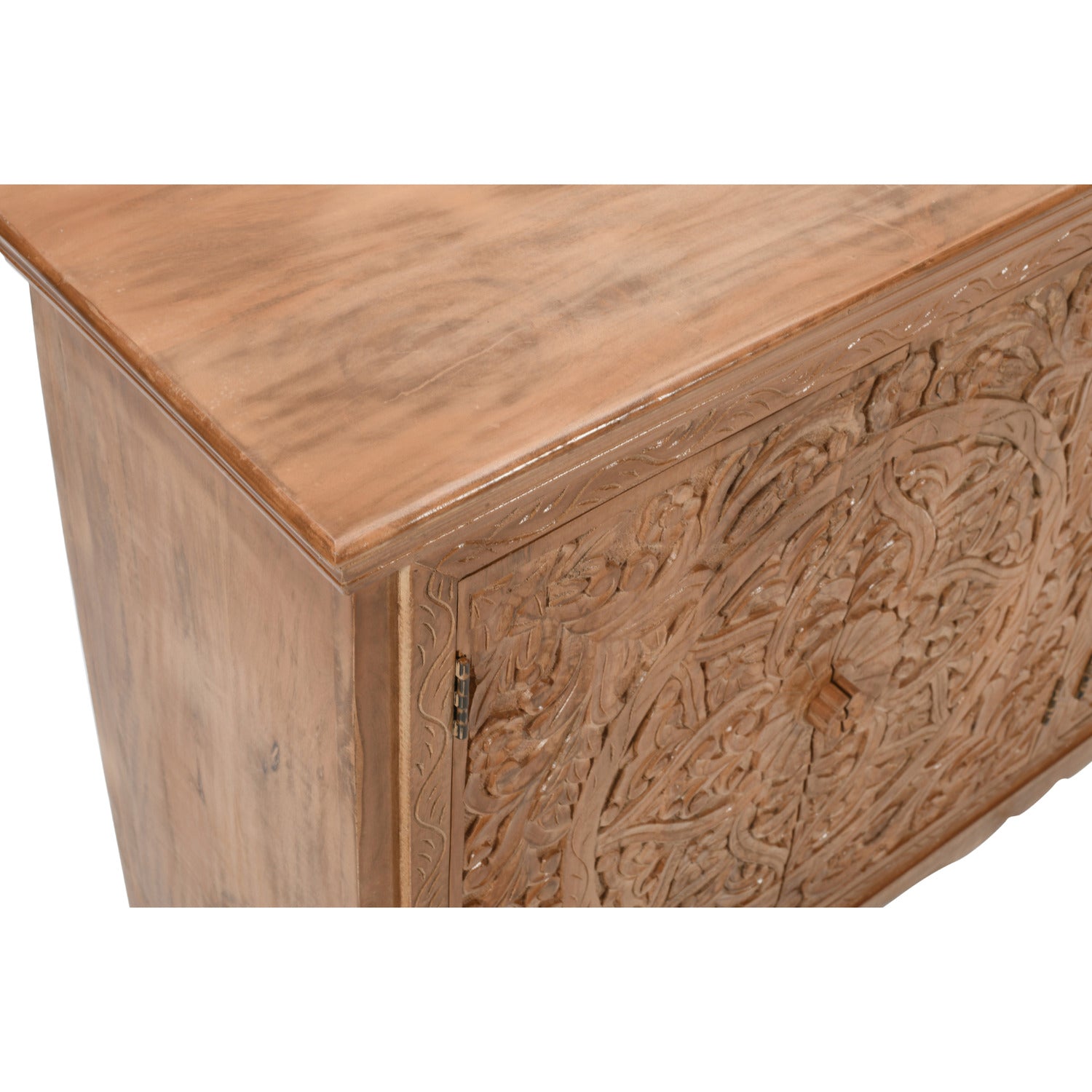 Carved Mango Wood Extra Large Sideboard with 4 Doors - Brown BY TIMBER TALES