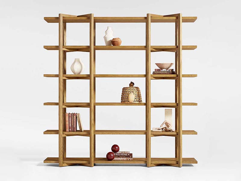 Defaico Natural Oak Book Shelf Bookcase and Room Divider Storage Shelves