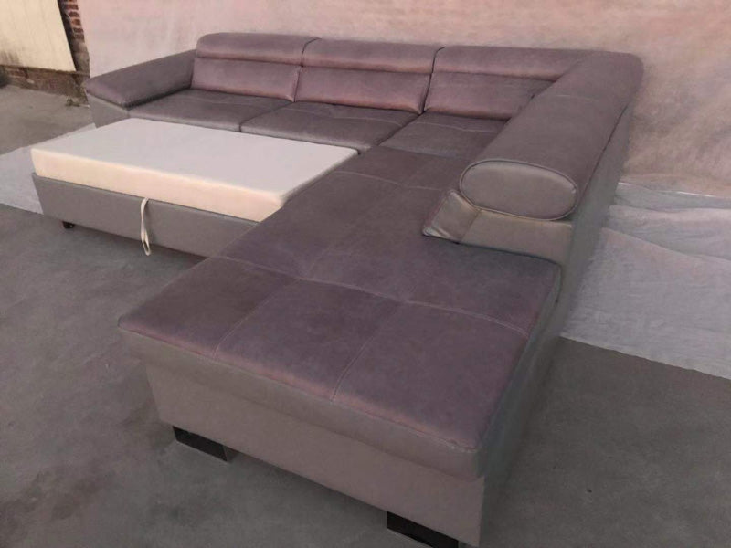 Grey Sofa Bed,Lounge Sofa Bed,Pu Sofa Bed,Genuine Leather Sofa Bed,Living Room Sofa Bed For Leisure