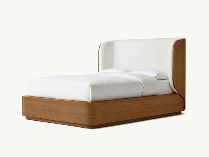 Faddish Madero Modern Oak Wooden Bed Wholesale Custom Color Bed With Fabric Shelter