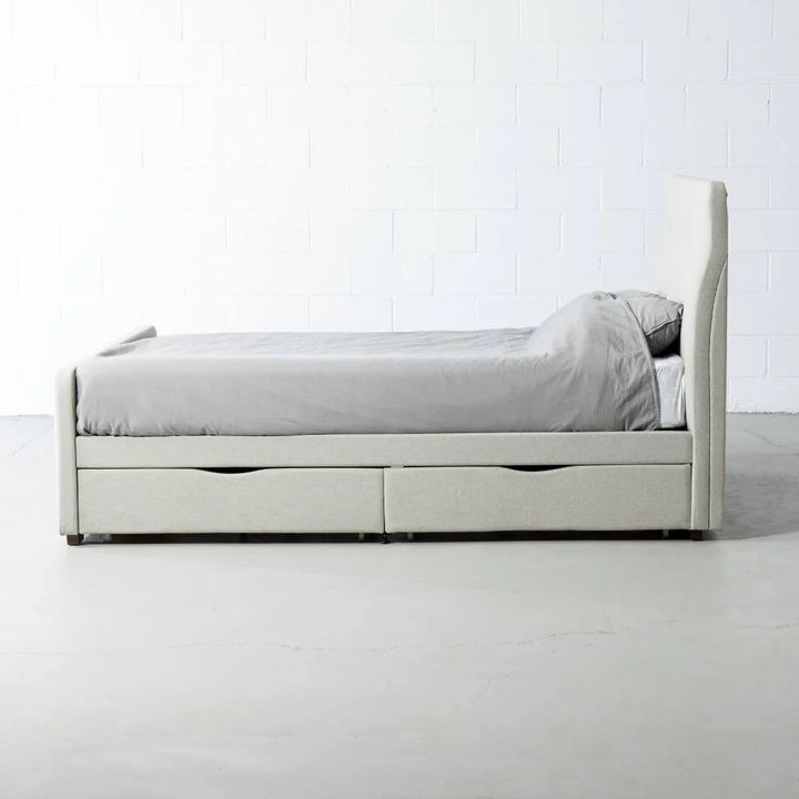 ANNISTON - Grey Fabric Bed with Storage