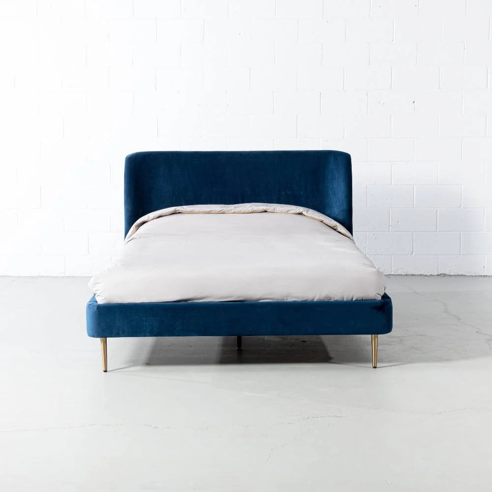 MEREDITH - Dark Blue Velvet Bed - FINAL SALE