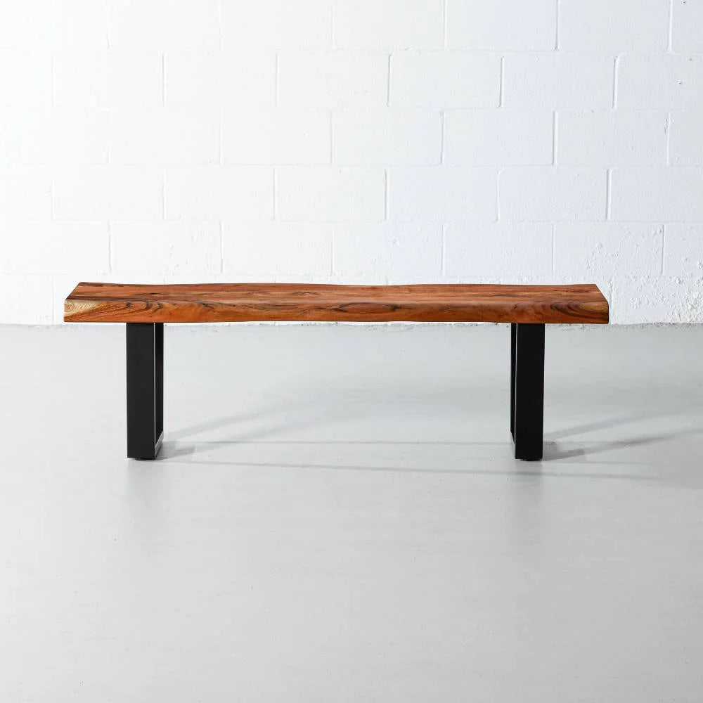 Acacia Live Edge Bench with Black U Shaped Legs/Natural Color