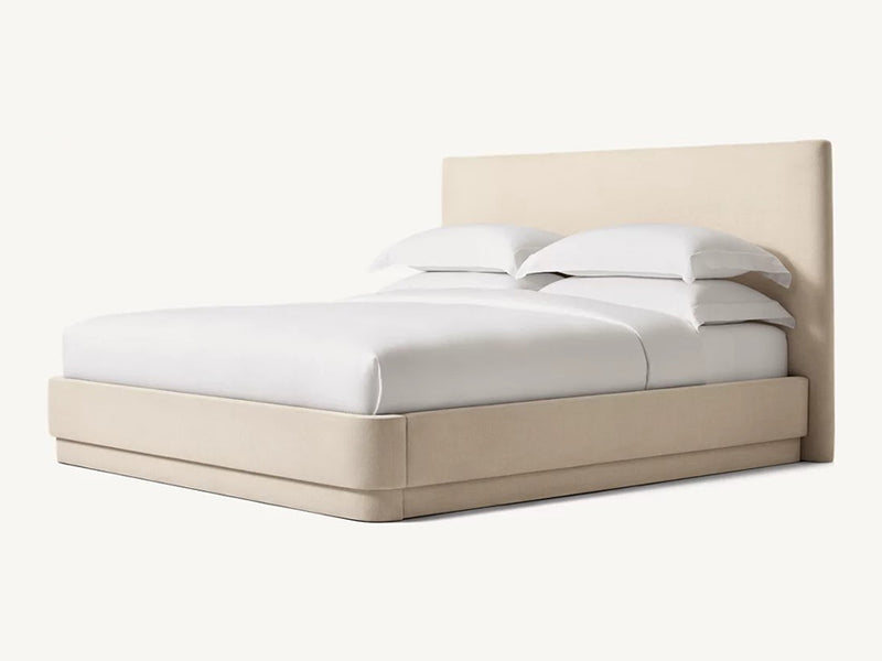 Fabric and Oak Solid Wood Bed Faddish Modern Style Bedroom Bed