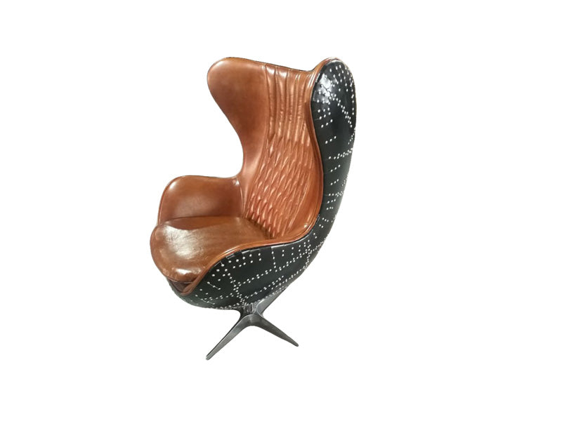 Black Leather Chair,High Back Leisure Chair,Rivets Back Chair