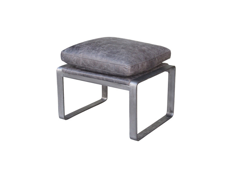 Antique Footstool Ottoman,Metal Frame Ottoman,Genuine Leather Ottoman