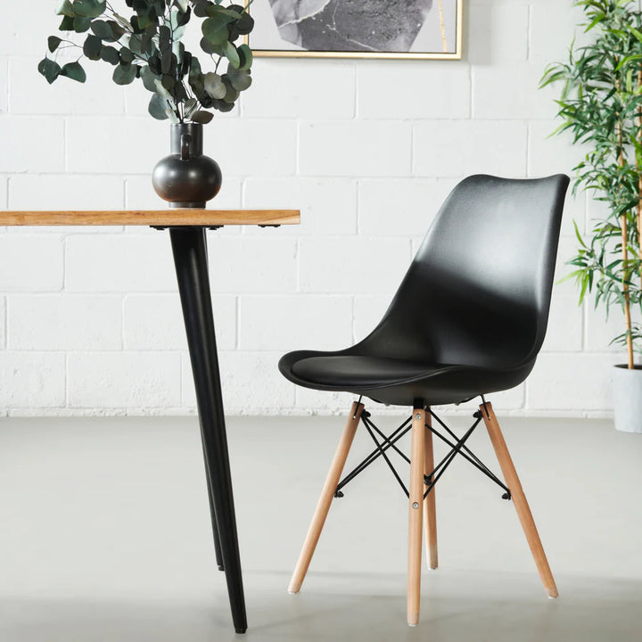 EIFFEL - Black Leather Padded Side Chair