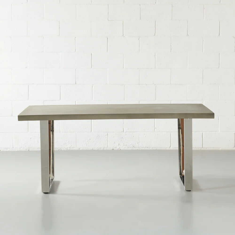 VERONA - Grey Concrete Dining Table with U Chrome Legs