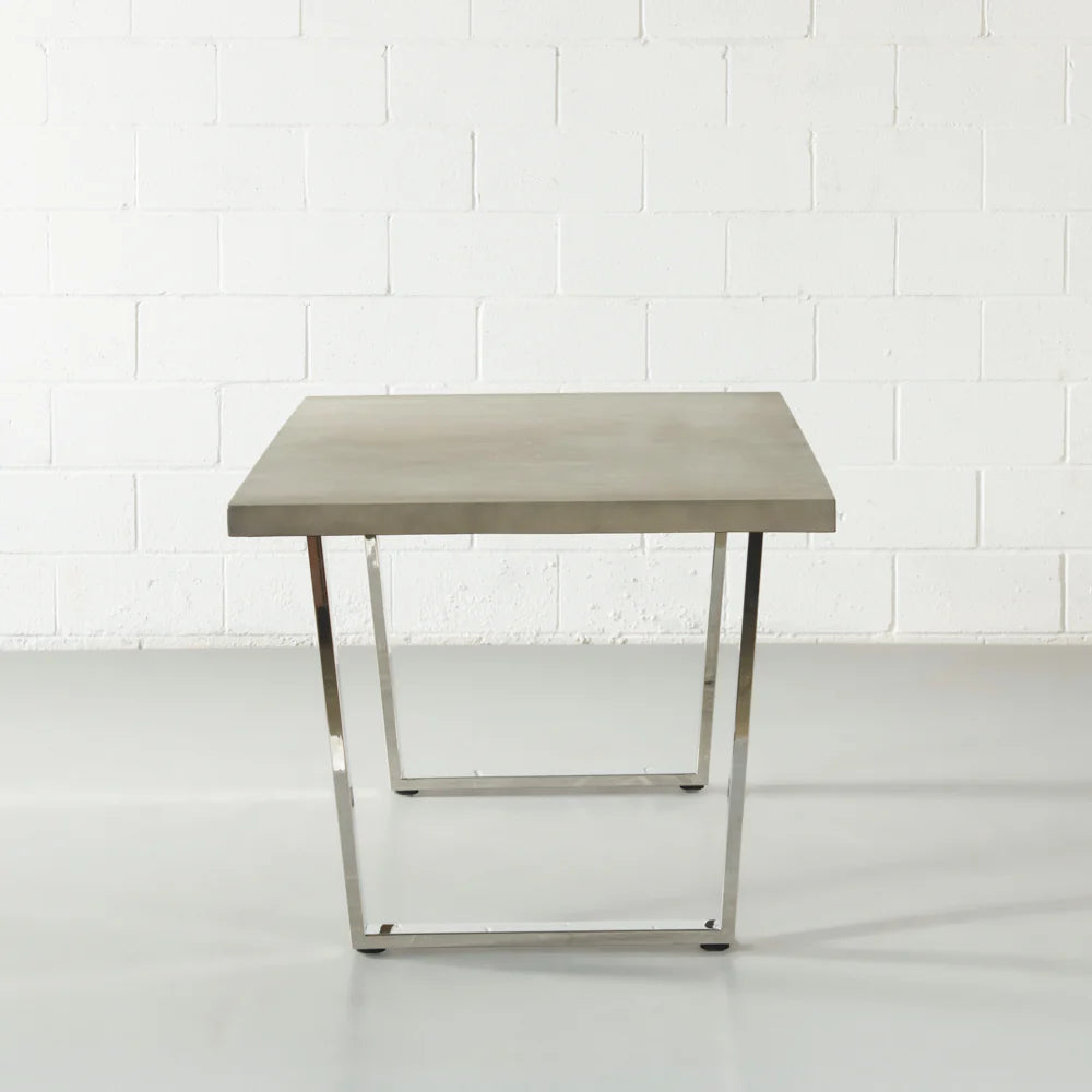 VERONA - Grey Concrete Dining Table with U Chrome Legs