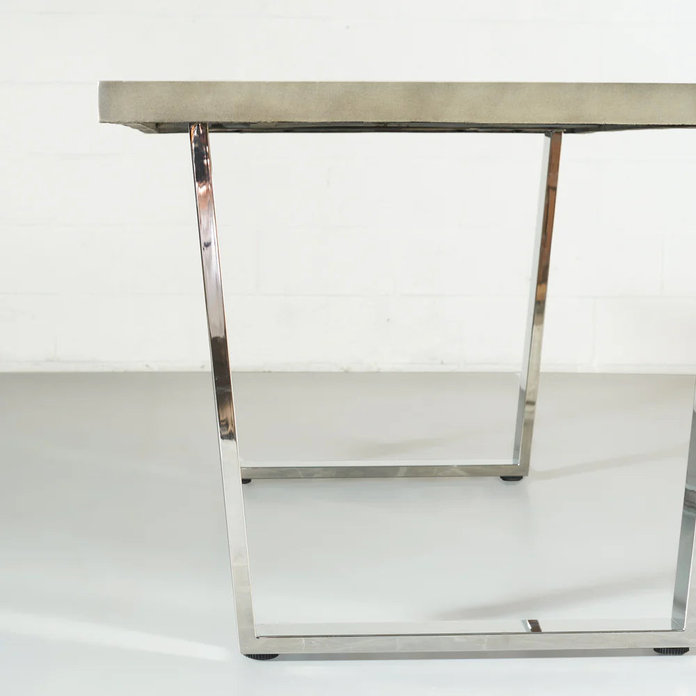 VERONA - Grey Concrete Dining Table with U Chrome Legs