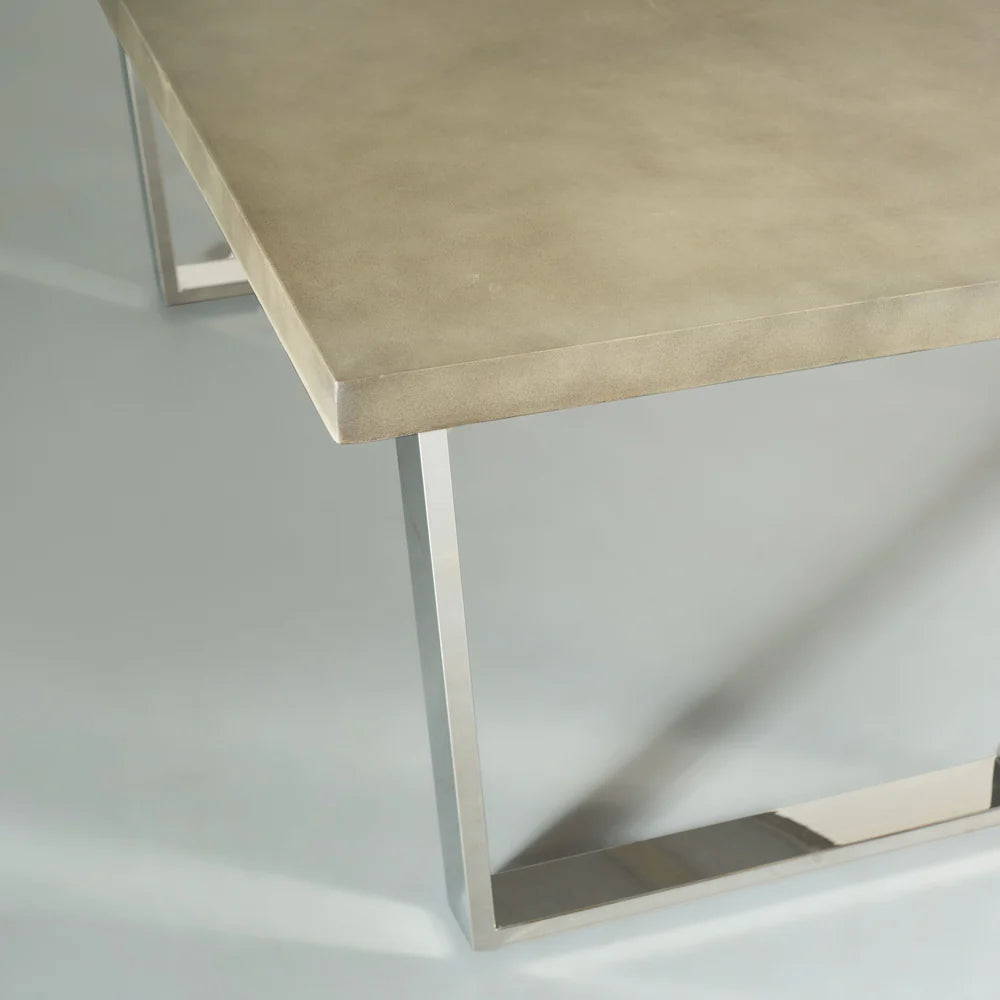 VERONA - Grey Concrete Dining Table with U Chrome Legs