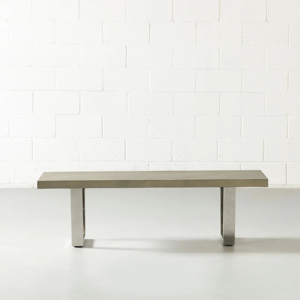 VERONA - Grey Concrete Bench with U Chrome Legs