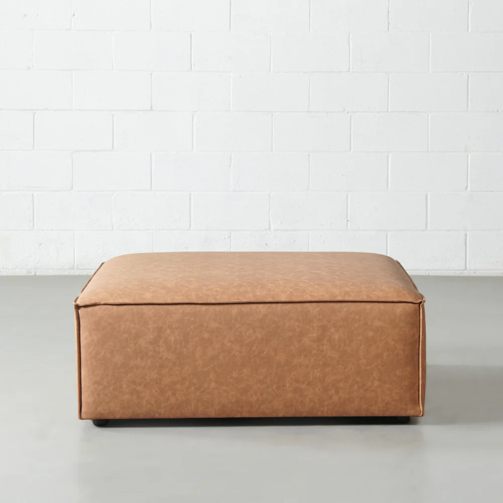 MASON - Brown Vegan Leather Ottoman