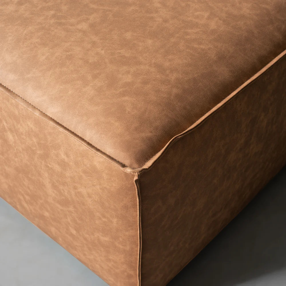 MASON - Brown Vegan Leather Ottoman