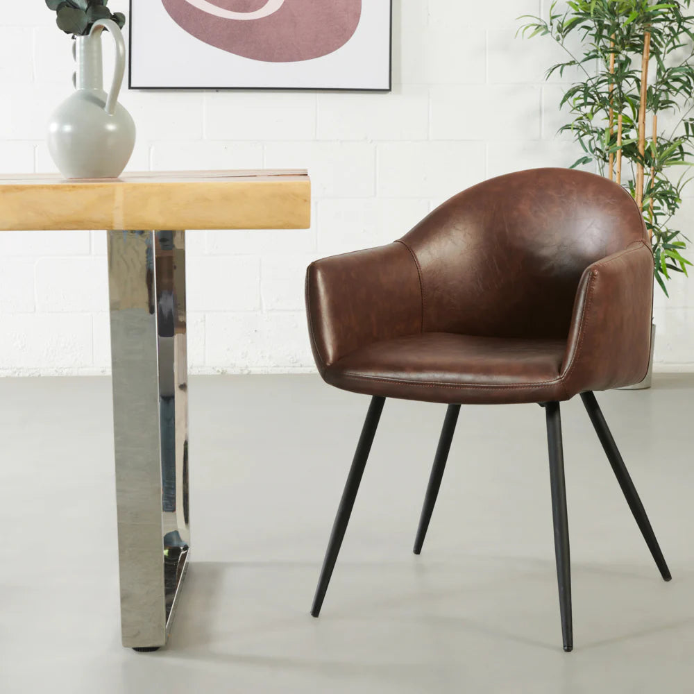 MILAN - Brown Vintage Leather Armchair