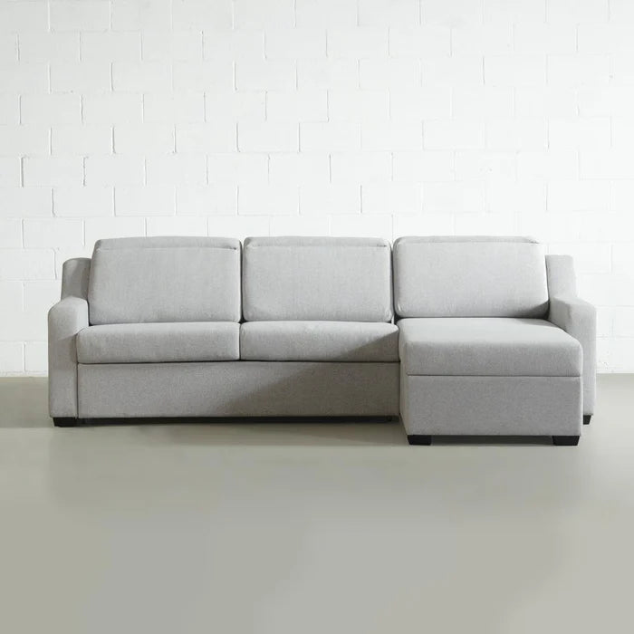 EVA - Grey Fabric Sectional Sofabed with Memory Foam Mattress and Storage - Left