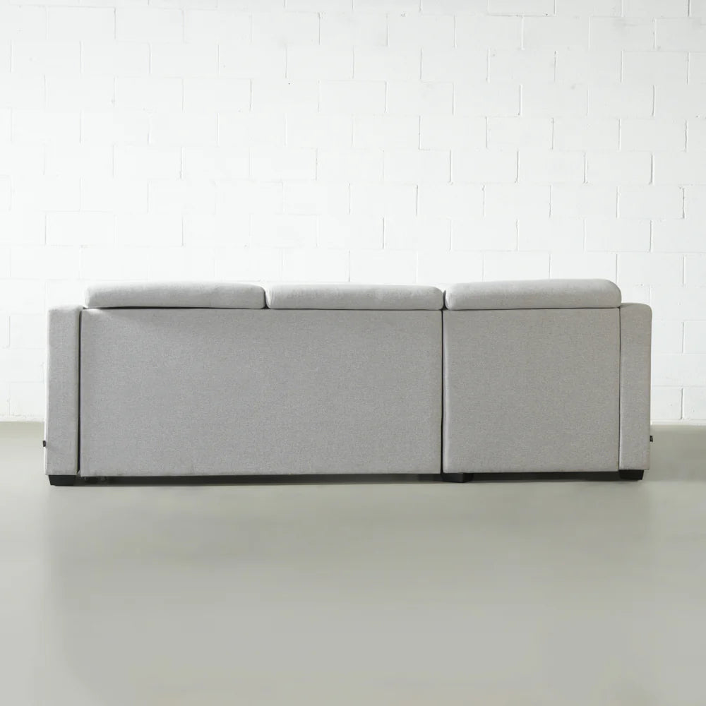EVA - Grey Fabric Sectional Sofabed with Memory Foam Mattress and Storage - Right