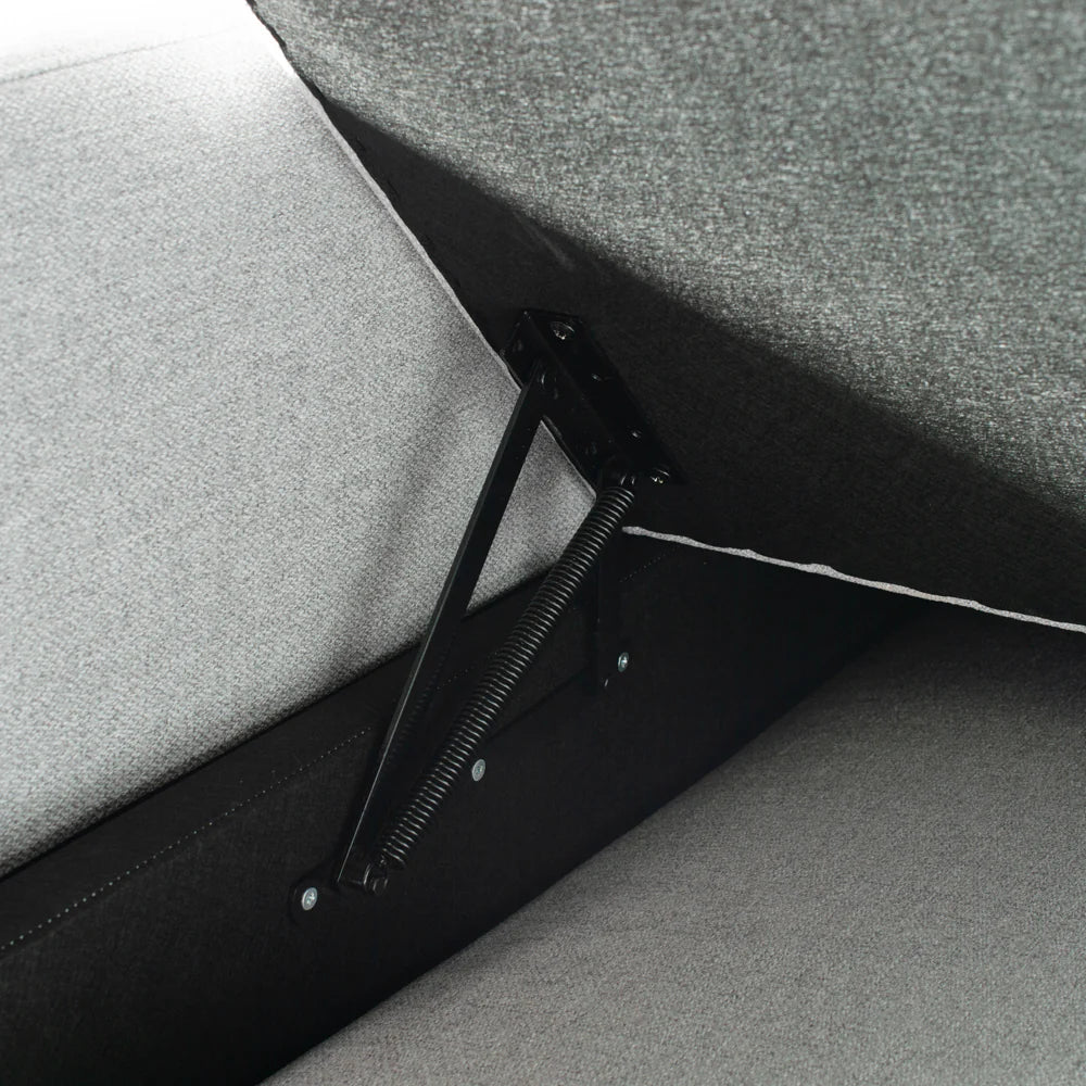 EVA - Grey Fabric Sectional Sofabed with Memory Foam Mattress and Storage - Right