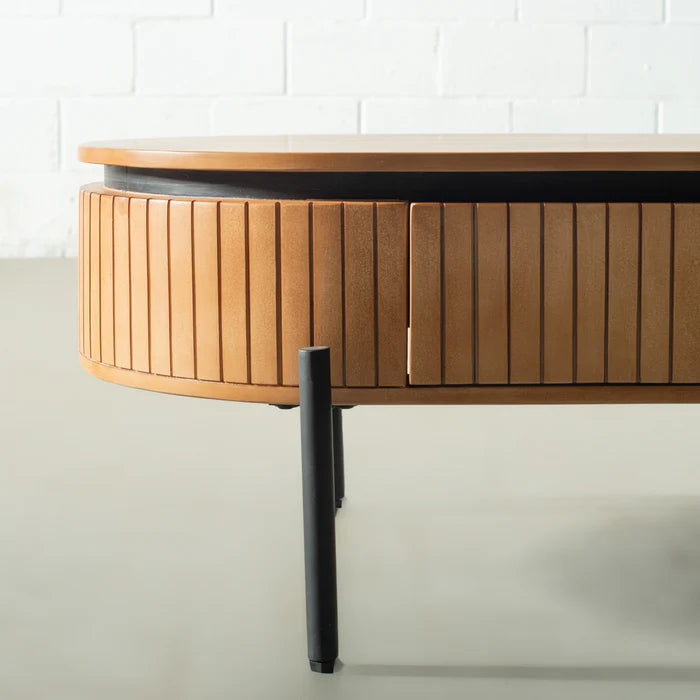 COPENHAGEN - Fluted Solid Mango Wood Coffee Table