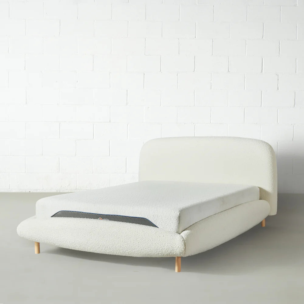 LYON - Cream Boucle Fabric Bed