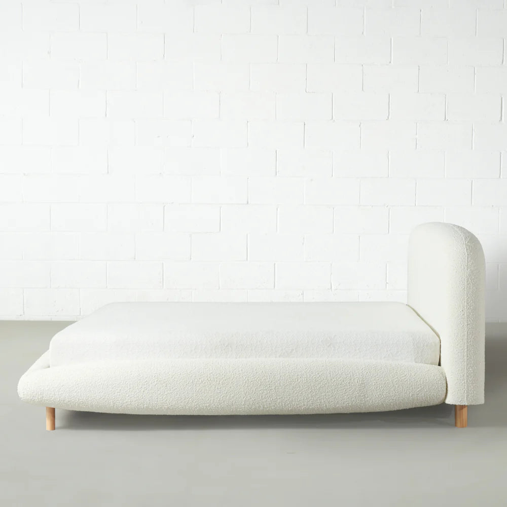 LYON - Cream Boucle Fabric Bed