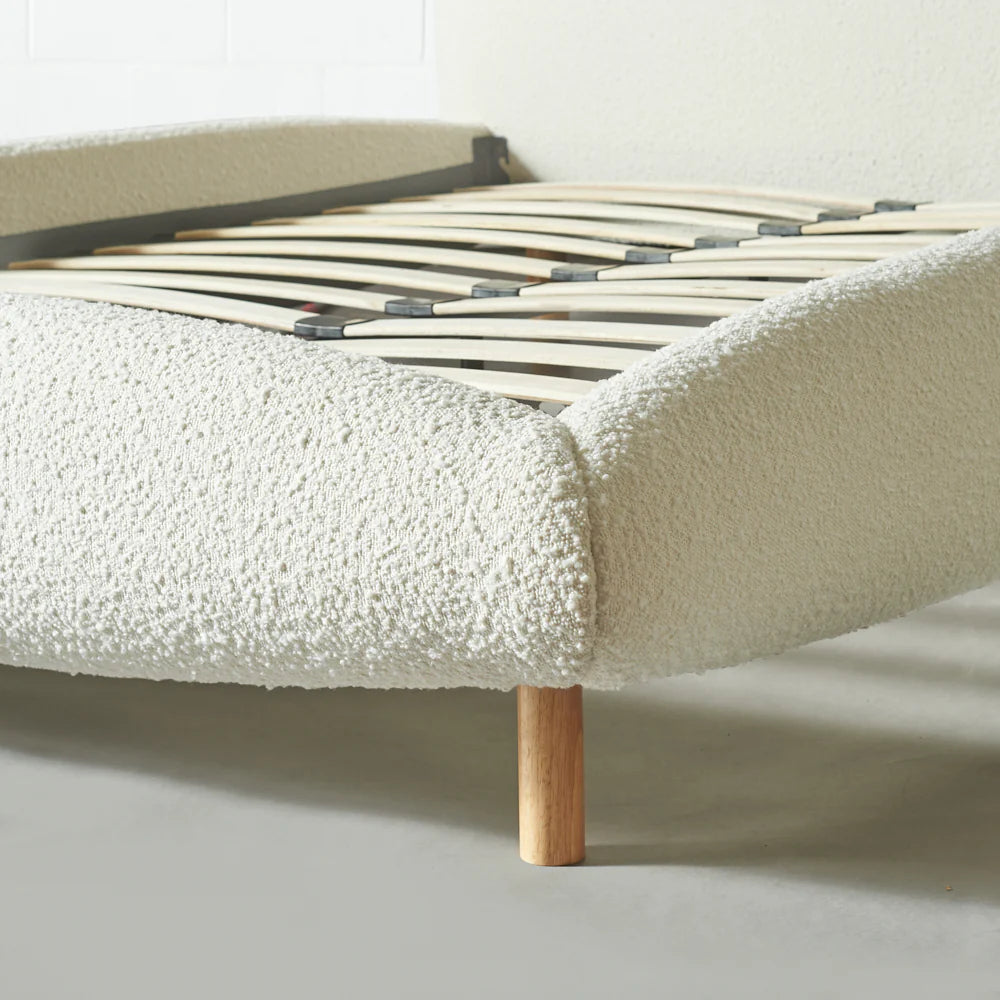 LYON - Cream Boucle Fabric Bed