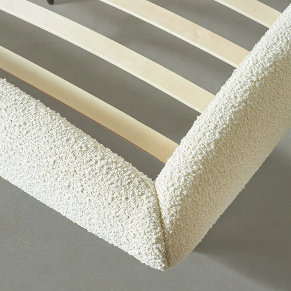 LYON - Cream Boucle Fabric Bed