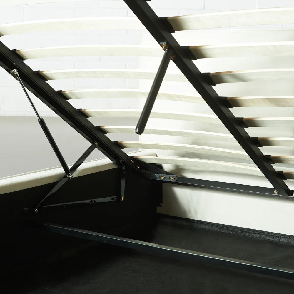 DENMARK - Cream Fabric Lift Up Storage Platform Bed SKU: B1082K