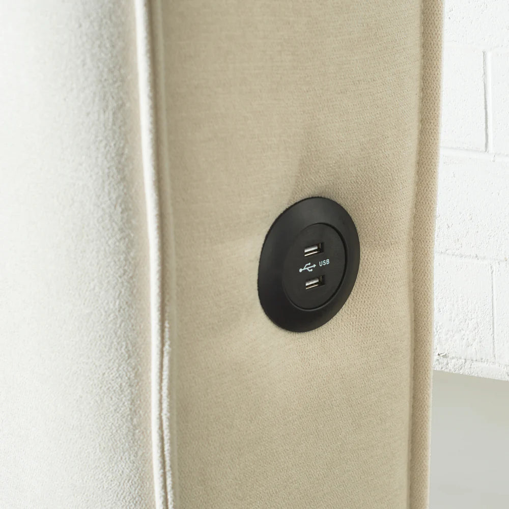 DENMARK - Cream Fabric Lift Up Storage Platform Bed SKU: B1082K