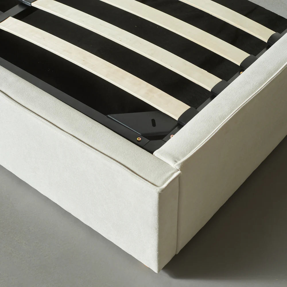 DENMARK - Cream Fabric Lift Up Storage Platform Bed SKU: B1082K