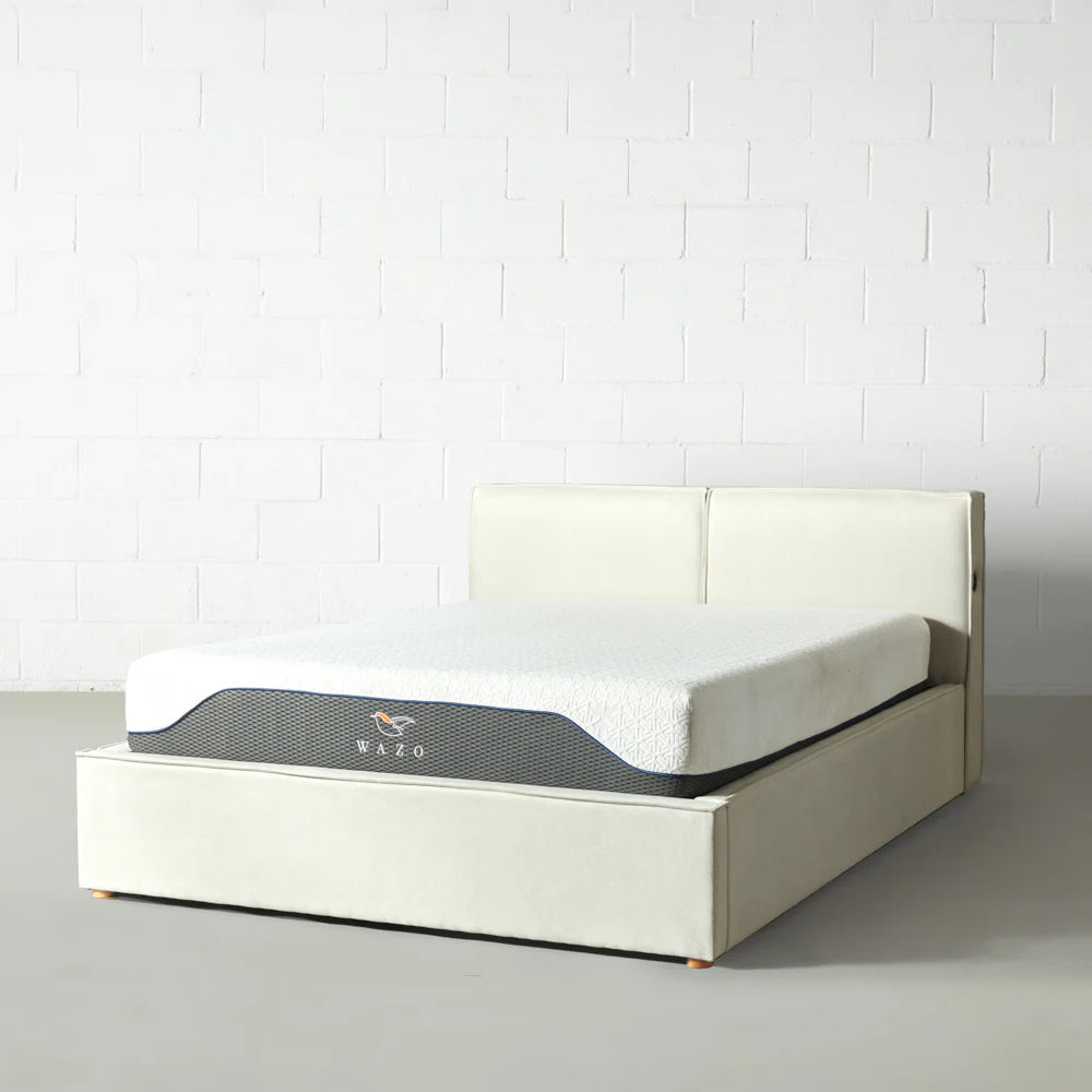 DENMARK - Cream Fabric Lift Up Storage Platform Bed SKU: B1082K