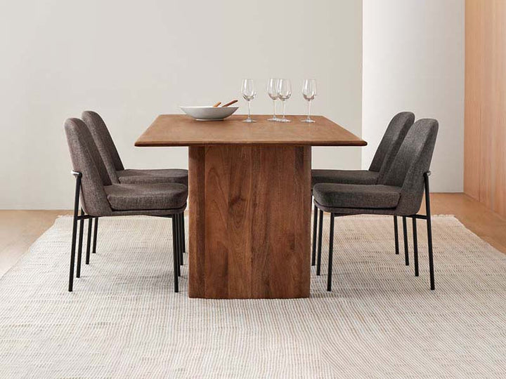 Natural Color Solid Wooden Dining Table Modern Substantial Dining Table with Graceful Lines