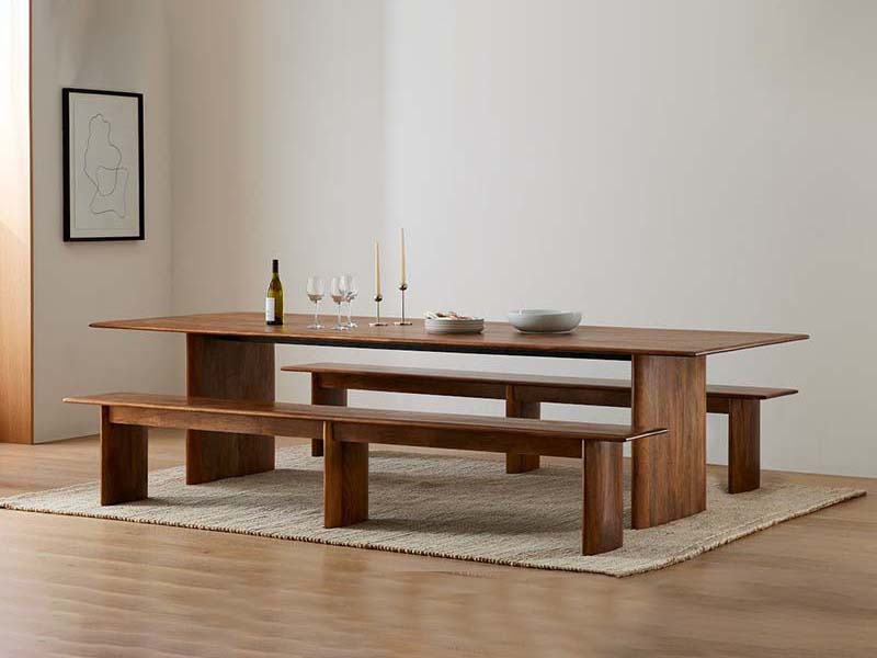 Natural Color Solid Wooden Dining Table Modern Substantial Dining Table with Graceful Lines