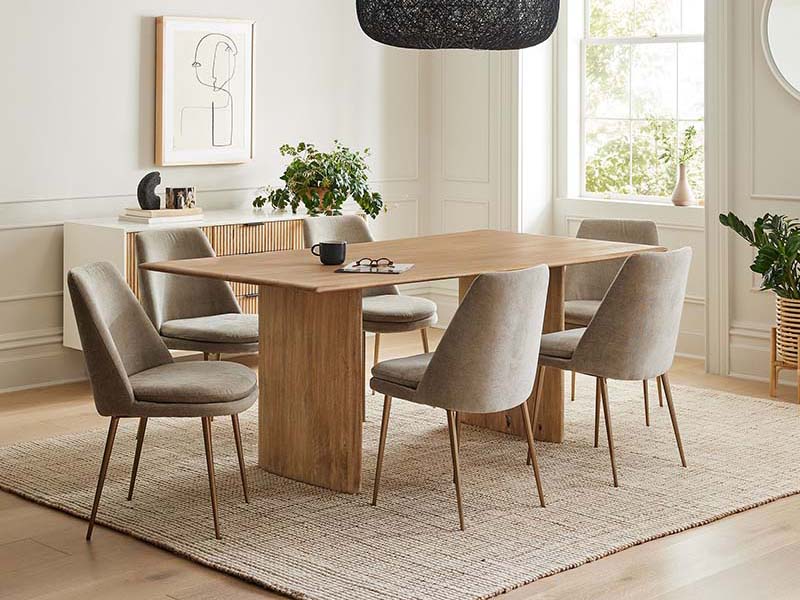 Natural Color Solid Wooden Dining Table Modern Substantial Dining Table with Graceful Lines