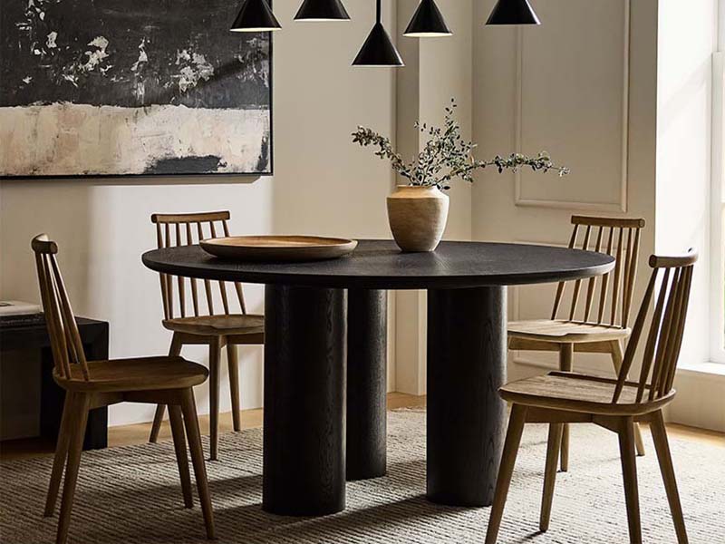 Modern Rounded Corners and Chunky Legs Dining Table Living Room Dining Table