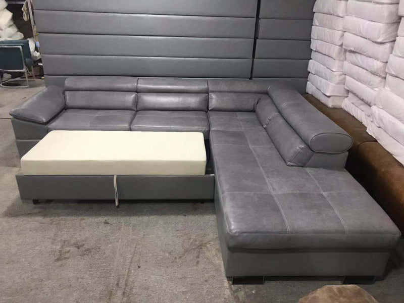 Grey Sofa Bed,Lounge Sofa Bed,Pu Sofa Bed,Genuine Leather Sofa Bed,Living Room Sofa Bed For Leisure