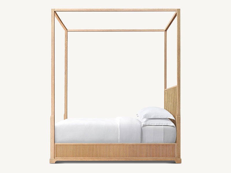 Defaico Oak Solid Wood Bed with Footboard Faddish Modern Style Bedroom Bed