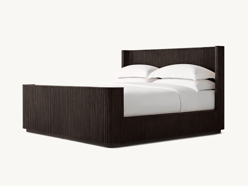 Wholesale Bedroom European White Oak Bed Faddish Striated With Footboard