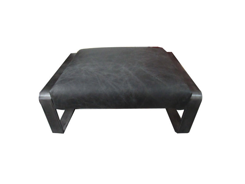 Black Square Leather Ottoman Chair,Stainless Steel Frame Ottoman Chair