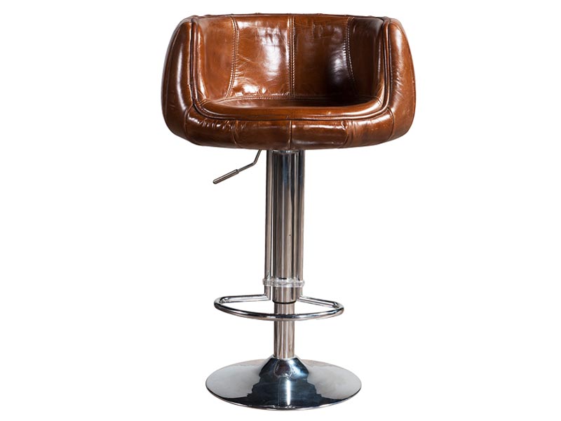 Aviator Vintage Leather Bar Chair,Wood Frame+ Stainless Steel Base+ Vintage Real Leather