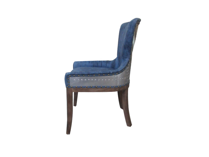 Blue Dining Chair,Leather Chairs,Bar Chair With Wood Legs,High Back Chair