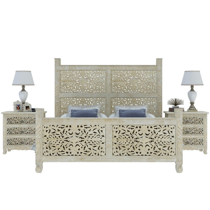 Callahan Solid Wood Hand Carved Platform Bed