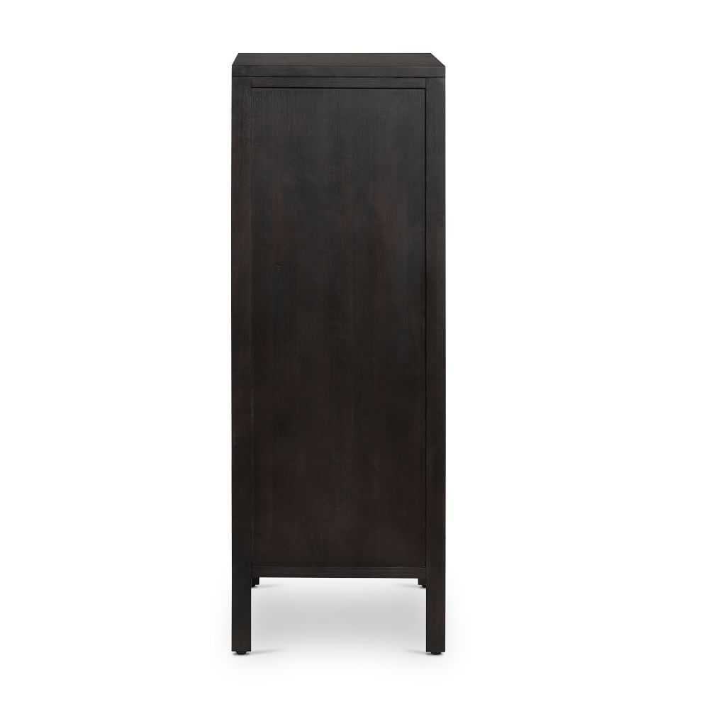 Black Diego Rattan 5-Drawer Dresser