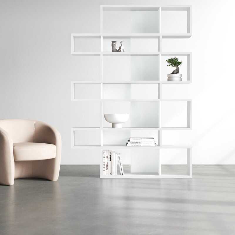 Matte White Kamari Geometric Bookcase