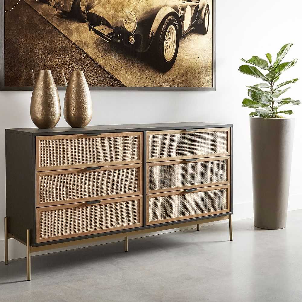 Cole Rattan & Wood 6-Drawer Dresser